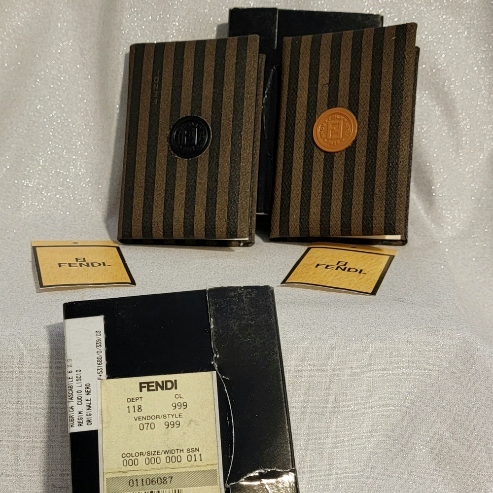PAIR of FENDI Pequin Stripe Mini Address Books - Picture 4 of 9